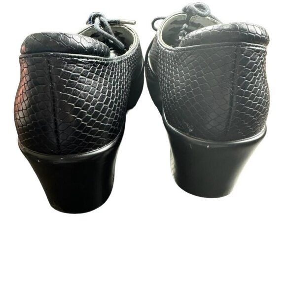 Alegria Etta Black Burnosh Snakeskin Wedge Lace Oxfords Shoes Size 9.5 / 40 - Picture 5 of 12